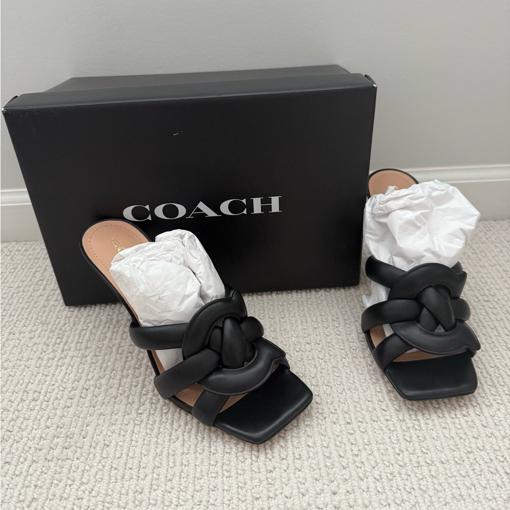Coach Black Leather Sandals